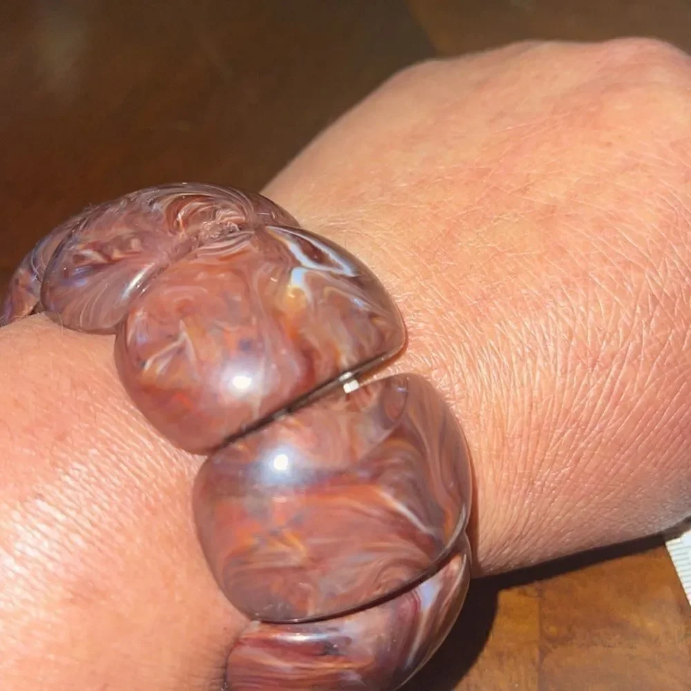 Blue orange wood brown stretchy bracelets